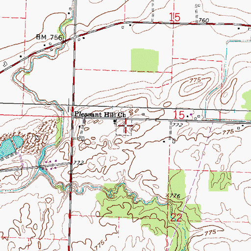 Topographic Map of Pleasant Hill Cemetery, OH