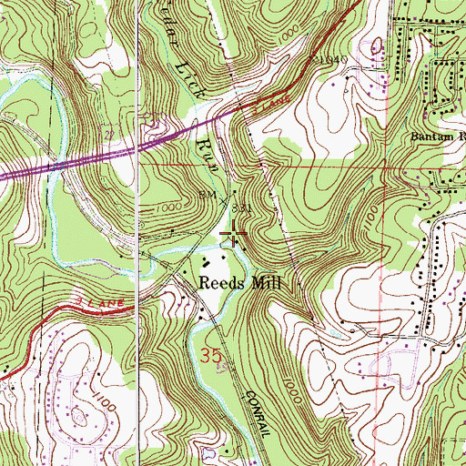 Topographic Map of Cedar Lick Run, OH