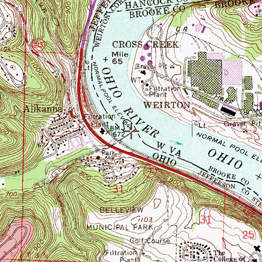 Topographic Map of Wills Creek Bar, OH