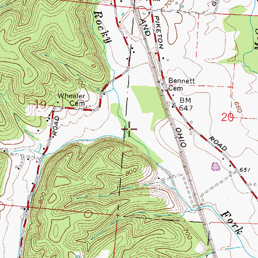 Topographic Map of Blue Run, OH