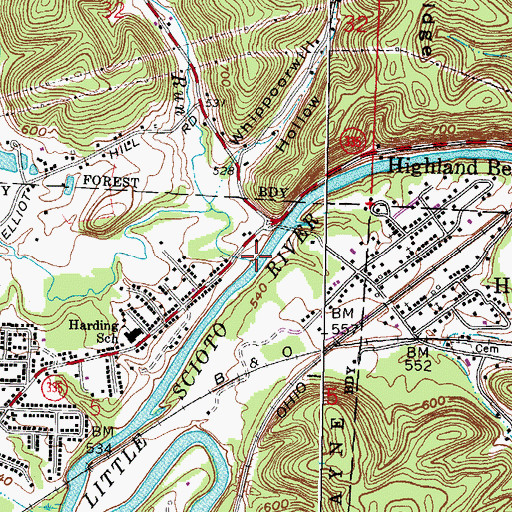 Topographic Map of Swauger Valley Run, OH
