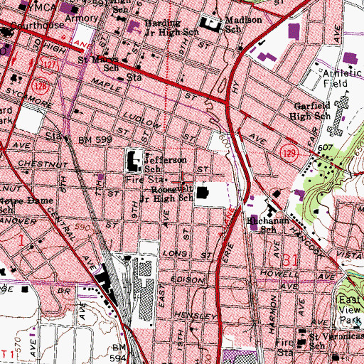 Topographic Map of Bethel Baptist Church, OH