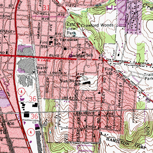Topographic Map of Cherry Valley United Baptist Church, OH