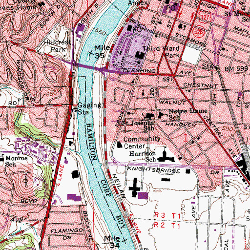 Topographic Map of Mount Calvary Fire Baptized Holiness Church, OH