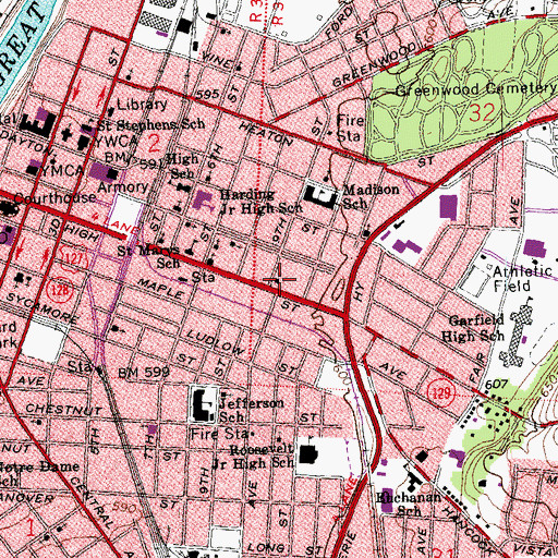 Topographic Map of North Hamilton Baptist Church, OH