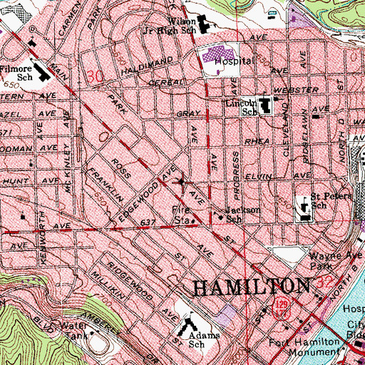Topographic Map of Park Avenue United Methodist Church, OH