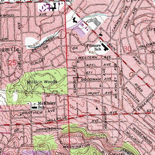 Topographic Map of Ross Avenue Church of God, OH