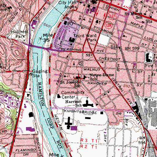 Topographic Map of Saint Josephs Catholic Church, OH