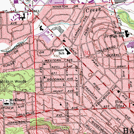Topographic Map of Westview Church of Christ, OH
