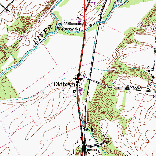 Topographic Map of Oldtown United Methodist Church, OH