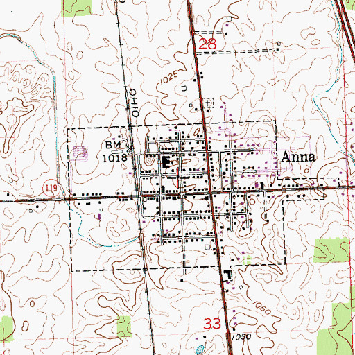 Topographic Map of Anna United Methodist Church, OH