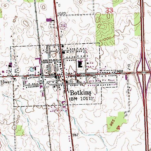 Topographic Map of Botkins United Methodist Church, OH