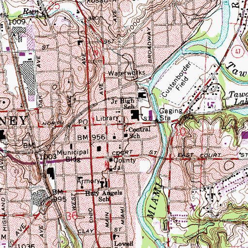Topographic Map of First Baptist Church, OH