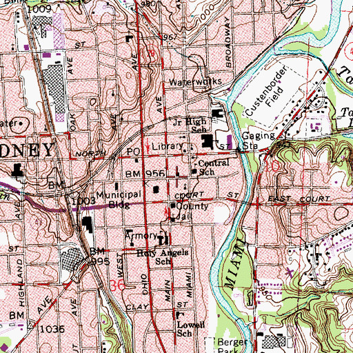 Topographic Map of First United Methodist Church, OH