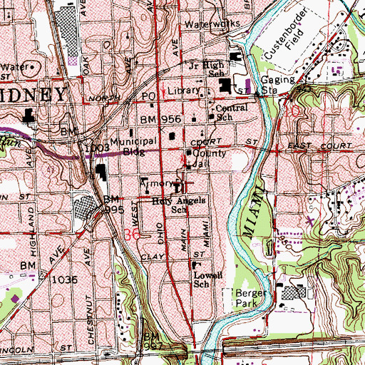 Topographic Map of Holy Angels Catholic Church, OH