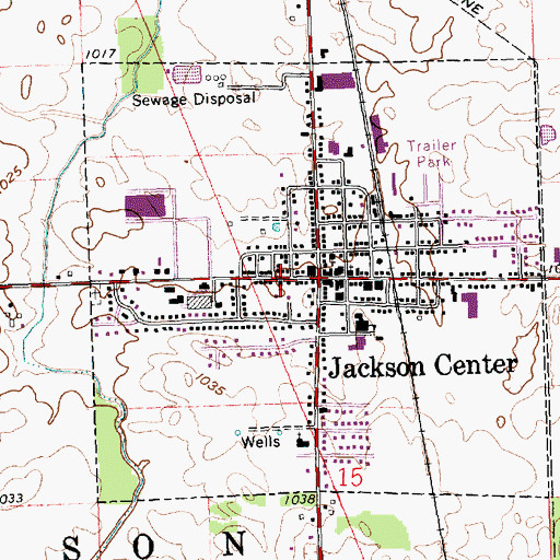Topographic Map of Jackson Center Church of the Nazarene, OH