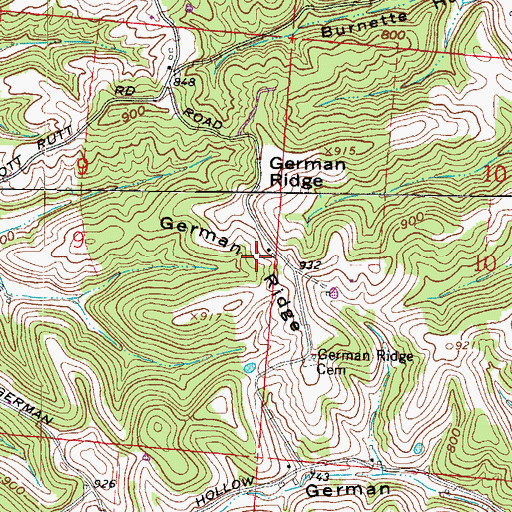 Topographic Map of German Ridge, OH