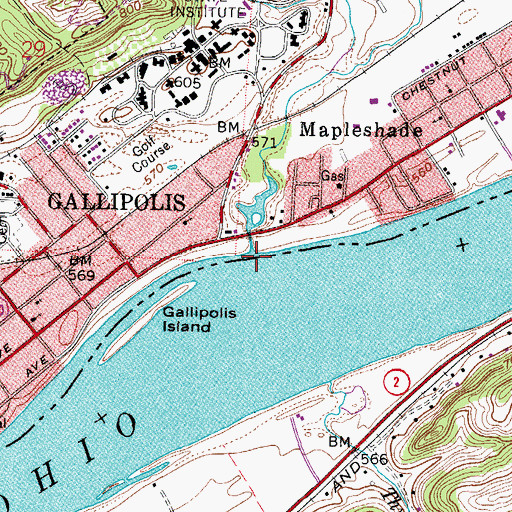 Topographic Map of Mill Creek, OH