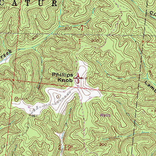 Topographic Map of Phillips Knob, OH