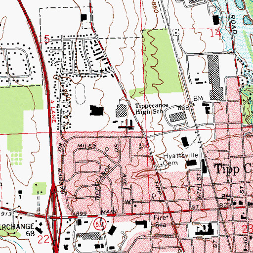 Topographic Map of Nevin Coppock Elementary School, OH