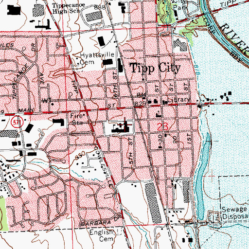 Topographic Map of Tipp Central Intermediate School, OH