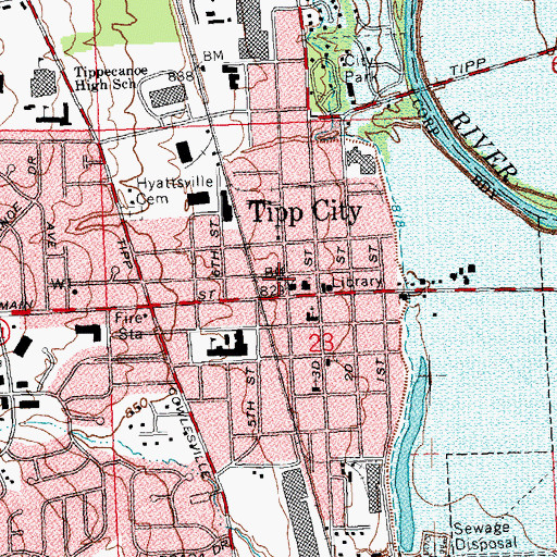 Topographic Map of First Baptist Church, OH