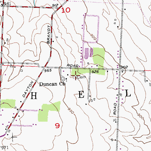 Topographic Map of Hickory Grove Cemetery, OH