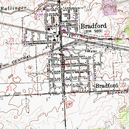 Topographic Map of Bradford United Methodist Church, OH