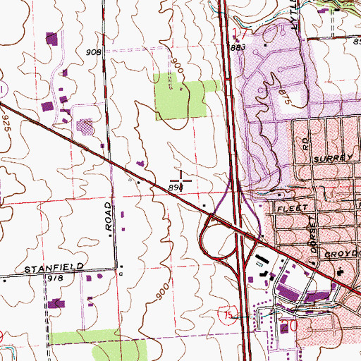 Topographic Map of Troy Towne Center Shopping Center, OH