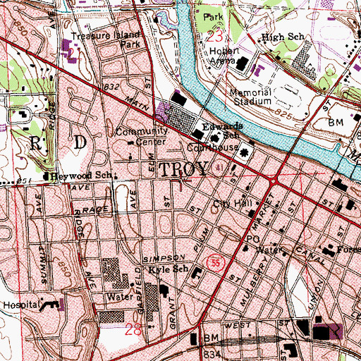 Topographic Map of Monroe Street Church of God, OH
