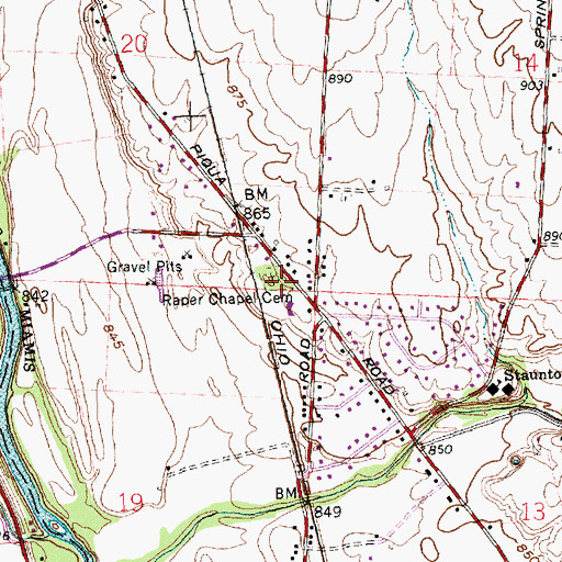 Topographic Map of Raper Chapel Methodist Church (historical), OH