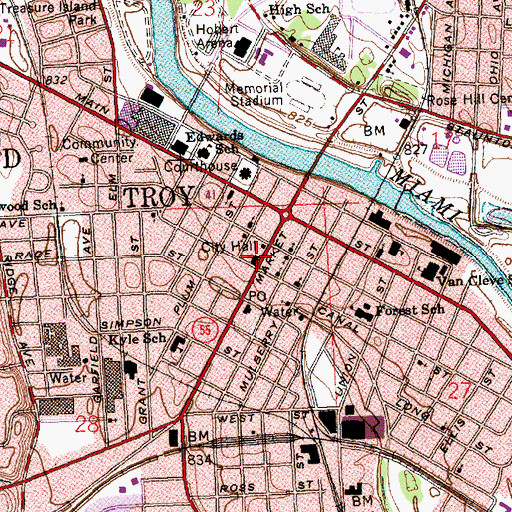 Topographic Map of First United Church of Christ, OH