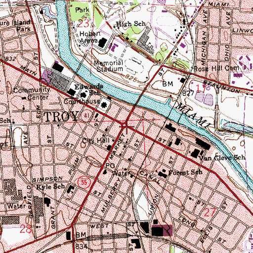 Topographic Map of Ivan Terrell Memorial Fountain, OH