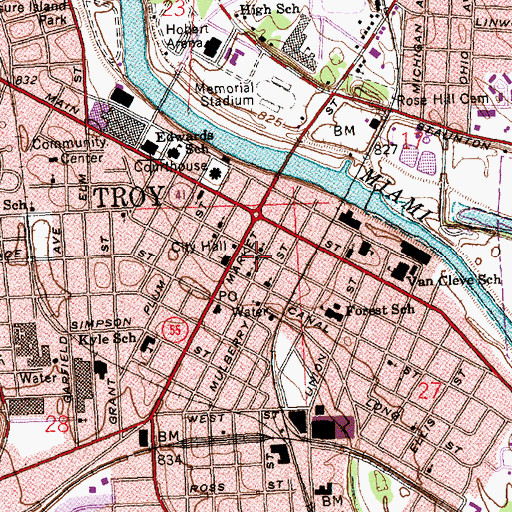 Topographic Map of Trinity Episcopal Church, OH