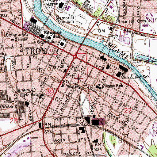 Topographic Map of First Church of the Nazarene, OH