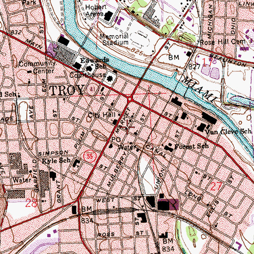 Topographic Map of Saint Johns United Church of Christ, OH