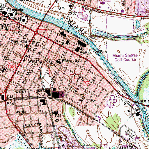 Topographic Map of Troy Church of Christ in Christian Union, OH