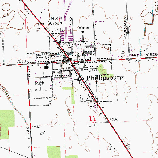 Topographic Map of Phillipsburg United Methodist Church, OH