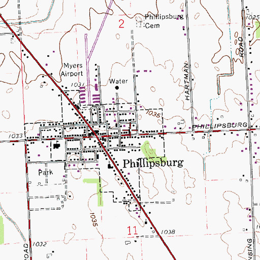 Topographic Map of Emanuel Lutheran Church, OH