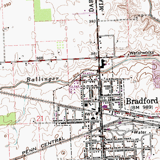 Topographic Map of Bradford Church of the Nazarene, OH