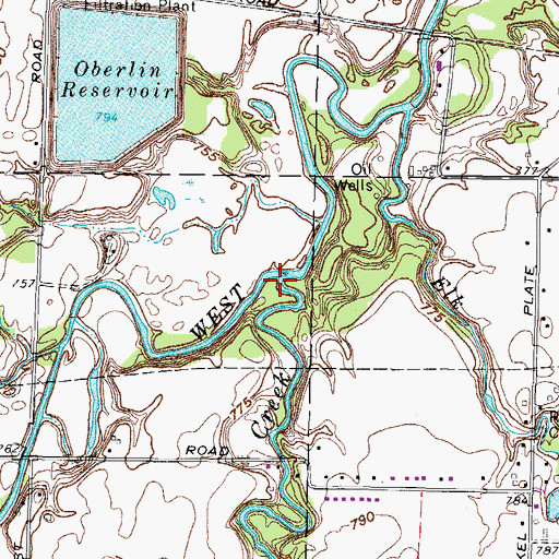 Topographic Map of Wellington Creek, OH