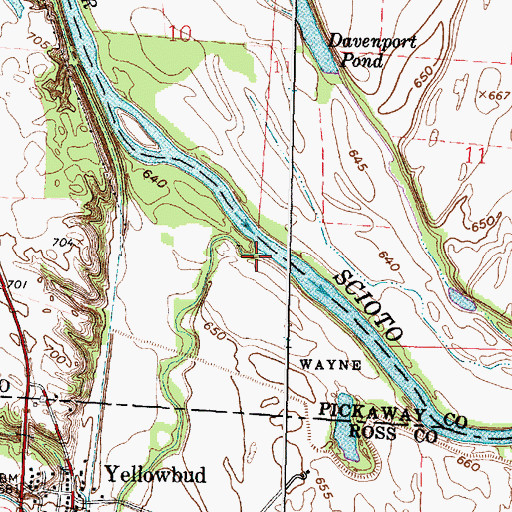 Topographic Map of Yellowbud Creek, OH