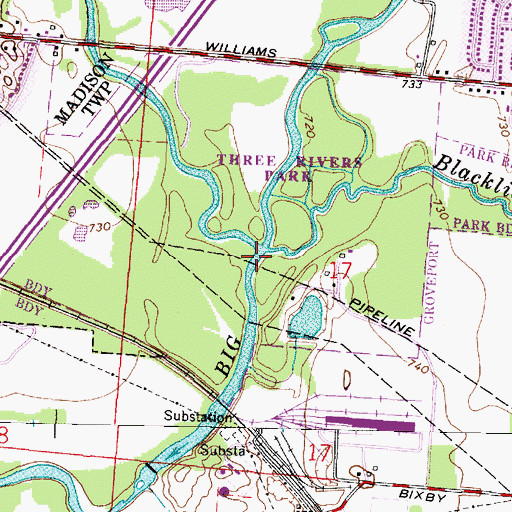 Topographic Map of Alum Creek, OH