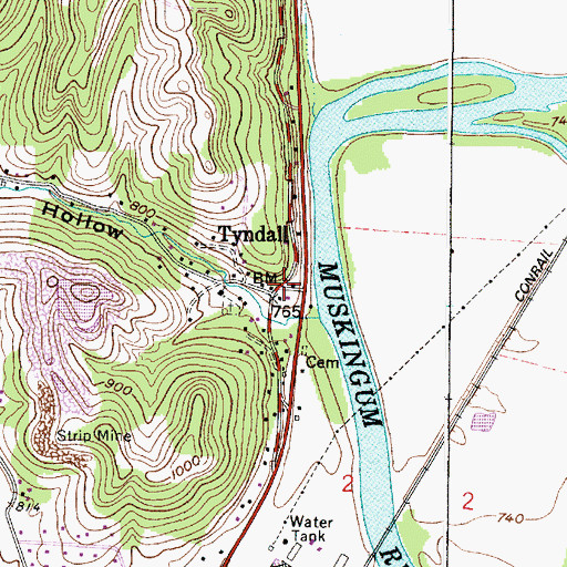Topographic Map of Barnes Hollow, OH