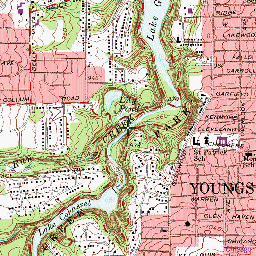 Topographic Map of Bears Den Run, OH