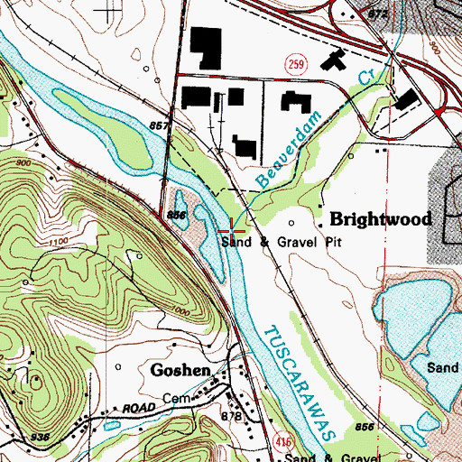 Topographic Map of Beaverdam Creek, OH