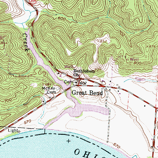 Topographic Map of Bethlehem Baptist Church, OH