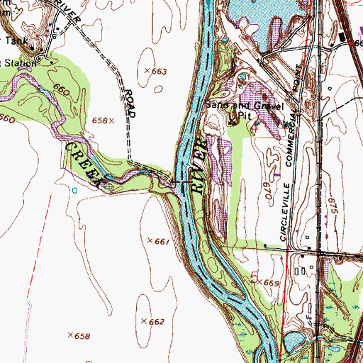 Topographic Map of Big Darby Creek, OH