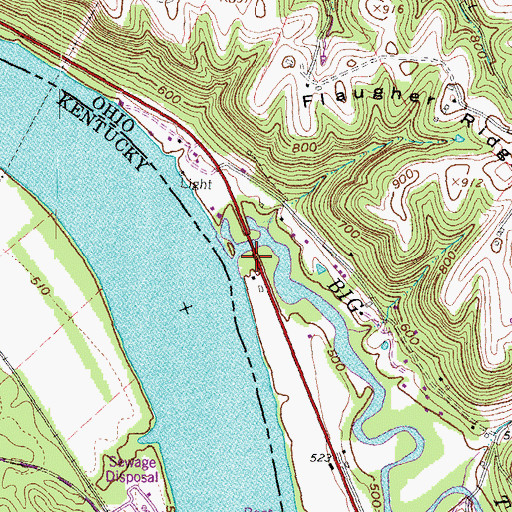 Topographic Map of Big Threemile Creek, OH