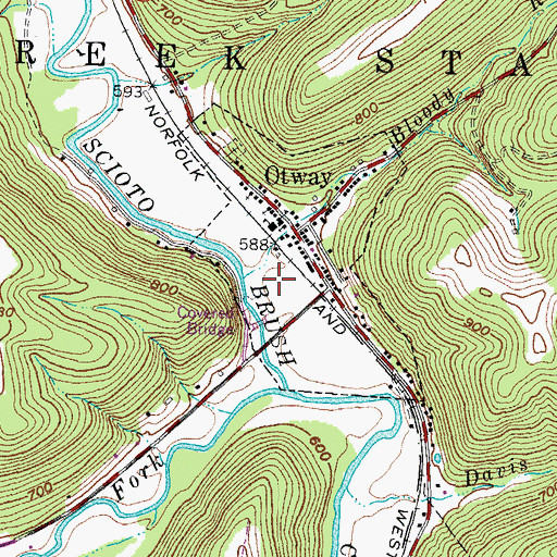 Topographic Map of Bloody Run, OH